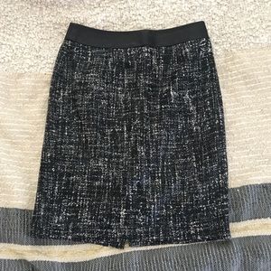 Banana Republic Faux Leather Coated Tweed Skirt